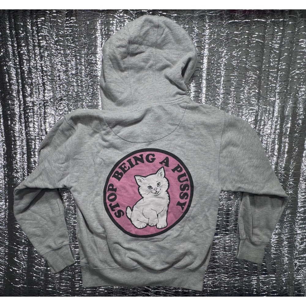 Ripndip Stop Being A P*ssy Cat Heather Gray Graphic Hoodie Small